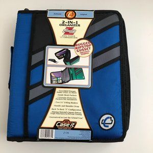 Case It "The Z" 3 Ring Binder Blue With Strap New